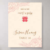 ダブルハピネス結婚牡丹座席表 ポスター (正面)