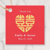 ダブルハピネス編集可能中国のカラー結婚ズ フェイバータグ (正面)