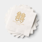 ダブルハピネス記号#3 Hrt結婚の名前の日付 箔ナプキン (インサイチュ (積み重ね))