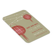 ダブルハピネス赤い提灯アジア日付を保存 マグネット (右側)