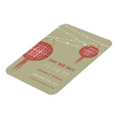 ダブルハピネス赤い提灯アジア日付を保存 マグネット (左側)