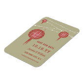 ダブルハピネス赤い提灯アジア日付を保存 マグネット (左側)