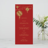 ダブルハピネス金ゴールドランタン中国のレッド結婚ズ メニュー (スタンド正面)