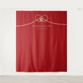 ダブルハピネス金ゴールド結婚ノットの背景 タペストリー (正面)