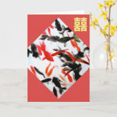 ダブルハピネス金魚 カード (黄色い花)