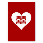 ダブルハピネス – はっきりした赤いハート テーブルナンバー (裏面)