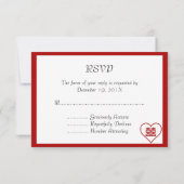 ダブルハピネス – はっきりした赤いハート 出欠カード (裏面)