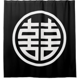 ダブルハピネス|ブラック|シャワーカーテン シャワーカーテン
