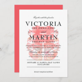 ダブルハピネス&マンダリンダックス中国のズ結婚 招待状