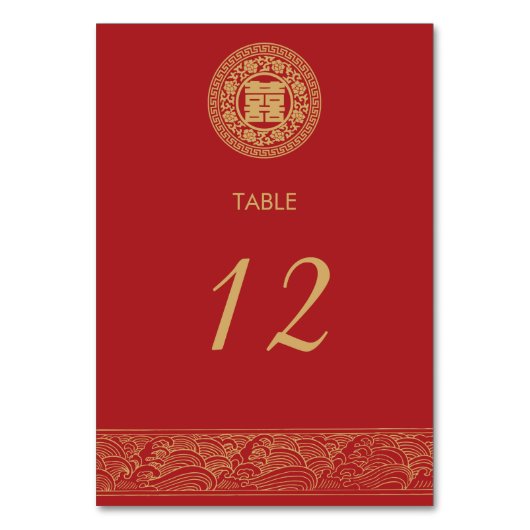 ダブルハピネス 中国 結婚 テーブル カード (正面)