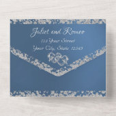 ダブルハートとグリッター – 青 オールインワン招待状 (裏面)