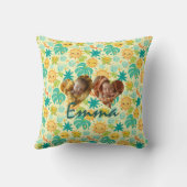 ダブルハートフォトピローかわいいトロピカルパターン クッション (裏面)