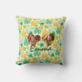 ダブルハートフォトピローかわいいトロピカルパターン クッション (正面)