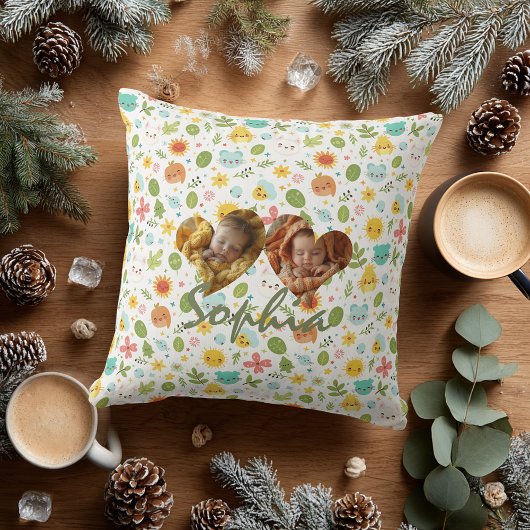 ダブルハートフォトピローハート&かわいいパターン クッション