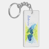 ダブルハートブルーとイエロー キーホルダー (正面左)