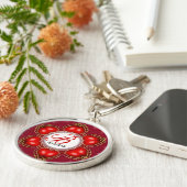 ダブルハートラブモノグラム名キーチェーン キーホルダー (側面)