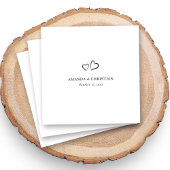 ダブルハート付きカスタムエレガントウェディングナプキン スタンダードカクテルナプキン