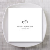 ダブルハート付きカスタムエレガントウェディングナプキン スタンダードカクテルナプキン