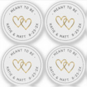 ダブルハート金属金ゴールドになる結婚こと シール (正面)