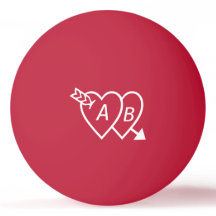 ダブルハート(キューピッド矢印とイニシャル)