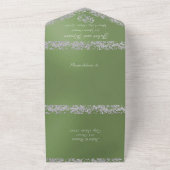 ダブルハート&グリッター- Sage オールインワン招待状 (外側)