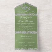 ダブルハート&グリッター- Sage オールインワン招待状 (内側)