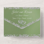 ダブルハート&グリッター- Sage オールインワン招待状 (裏面)