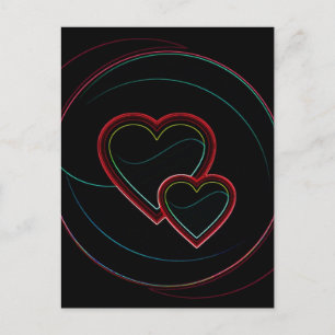 ダブルハート（黒） ポストカード