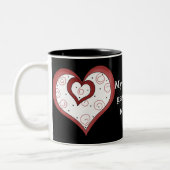 ダブルハートD1 – カスタマイズ可能なラブコーヒーマグ ツートーンマグカップ (左)