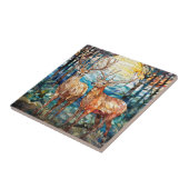 ダブルバック鹿の森ステンドグラス タイル (側面)