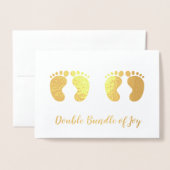 ダブルバンドルオブジョイツインズ新生児金ゴールド 箔カード (封筒付き正面)