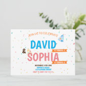 ダブルバースデーパーティージョイント兄弟姉妹ボーイ&ガール 招待状 (スタンド正面)