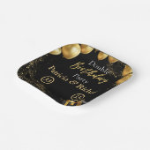 ダブルバースデーパーティーブラックと金ゴールド エレガント ペーパープレート (傾斜あり)