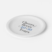 ダブルバースデーパーティー応援とビアーズブルー ペーパープレート (アングル)