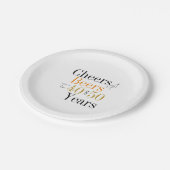 ダブルバースデーパーティー応援とビールミニマル ペーパープレート (アングル)