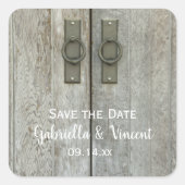 ダブルバーンドアカントリーウェディング日付を保存 スクエアシール (正面)