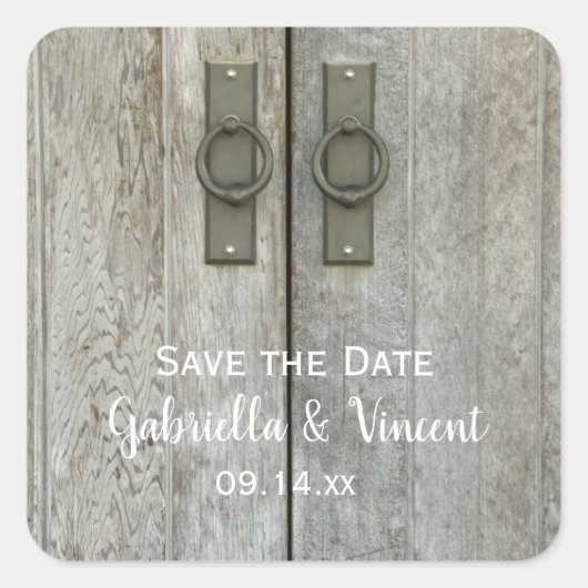 ダブルバーンドアカントリーウェディング日付を保存 スクエアシール (正面)