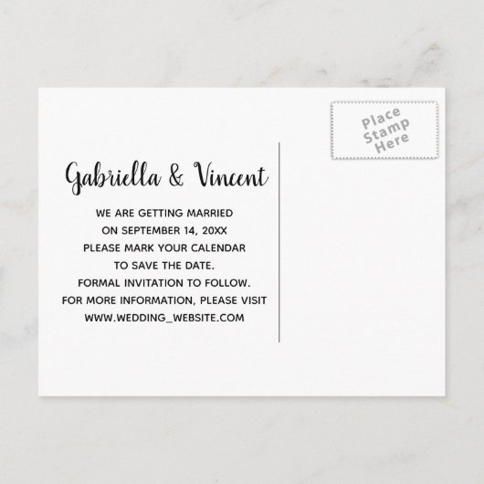 ダブルバーンドアカントリーウェディング日付を保存 案内ポストカード (裏面)