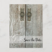 ダブルバーンドアカントリーウェディング日付を保存 案内ポストカード (正面)
