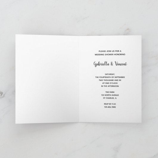 ダブルバーンドアカントリーウエディングシャワー招待状 招待状 (内部)