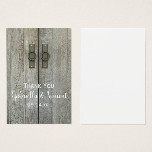 ダブルバーンドアズカントリーウェディングメッセージカード (正面&裏面)