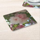 ダブルパルーミングさくらんぼツリーI春フローラ スクエアペーパーコースター (アングル)