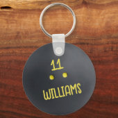 ダブルパーソナライズされたイエロードットスカッシュボールメタル キーホルダー (正面)