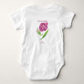 ダブルパーフェクション ライラック・マゼンタのチューリップ 名前 日付 ベビーボディスーツ (裏面)