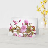 ダブルピンクのさくらんぼが咲く歓迎春 カード (黄色い花)