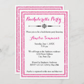 ダブルピンクのトリム – バチェロレッテ招待状 招待状 (正面/裏面)