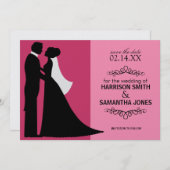 ダブルピンクの結婚式予告ハガキ 招待状 (正面/裏面)