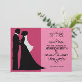 ダブルピンクの結婚式予告ハガキ 招待状 (スタンド正面)