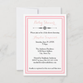 ダブルピンクトリム- 3x5ベビーシャワー招待状 招待状