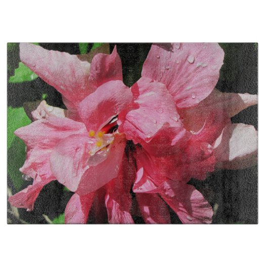 ダブルピンクハイビスカス裁断ボード カッティングボード (正面)